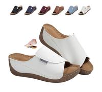 MASHANGGOU Comfortable Arch Support Slides Women's Solid Color Sandals Orthotic Sandals for Women Slip On All Day Walking Casual Sandal, bianco, 39 EU Larga