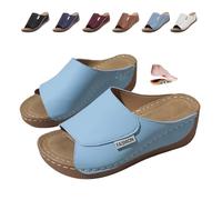 MASHANGGOU Comfortable Arch Support Slides Women's Solid Color Sandals Orthotic Sandals for Women Slip On All Day Walking Casual Sandal, Blu, 40 EU Larga