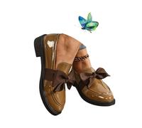 MASHANGGOU Moccasins da donna slip-on con bowknot, comoda piattaforma Chunky Penny Loafer Orthopedic Platform Loafers Comfort, cachi, 37 EU