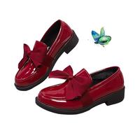 MASHANGGOU Moccasins da donna slip-on con bowknot, comoda piattaforma Chunky Penny Loafer Orthopedic Platform Loafers Comfort, Colore: rosso, 35 EU