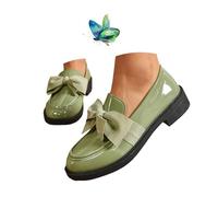 MASHANGGOU Moccasins da donna slip-on con bowknot, comoda piattaforma Chunky Penny Loafer Orthopedic Platform Loafers Comfort, verde, 40 EU