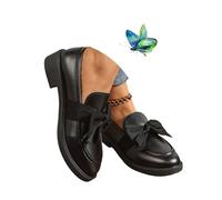 MASHANGGOU Moccasins da donna slip-on con bowknot, comoda piattaforma Chunky Penny Loafer Orthopedic Platform Loafers Comfort, Nero opaco, 39 EU