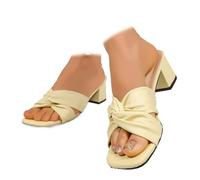 MASHANGGOU Sandali da donna Orthopedic Platform High Heel Sandals, Chunky Block Heels Square Open Toe Heeled Slippers On Comfortable Summer Mule Sandals, 2 giallo, 41 EU