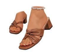 MASHANGGOU Sandali da donna Orthopedic Platform High Heel Sandals, Chunky Block Heels Square Open Toe Heeled Slippers On Comfortable Summer Mule Sandals, 1 marrone, 41 EU