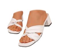 MASHANGGOU Sandali da donna Orthopedic Platform High Heel Sandals, Chunky Block Heels Square Open Toe Heeled Slippers On Comfortable Summer Mule Sandals, 1 bianco., 41 EU