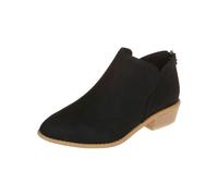 MASHANGGOU Stivali alla caviglia a V Cut da donna, con punta Pointed Toe Chunky Stacked Low Heel Booties, Back Zip Up Casual Western Short Boots, Comfy Pull On Dress Shoes for Daily Wear, Nero , 37 EU