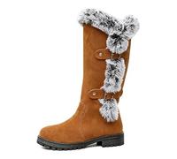MASHANGGOU Stivali da donna Mid-Calf Winter Platform Boots, casual Warm Plush Non-Slip Snow Boot Fashion Comfortable Round Toe Warm Furry Side Zipper Soft Sole Mid-Calf Snow Boots, marrone, 37 EU