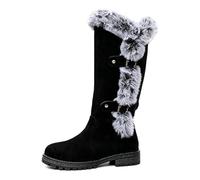 MASHANGGOU Stivali da donna Mid-Calf Winter Platform Boots, casual Warm Plush Non-Slip Snow Boot Fashion Comfortable Round Toe Warm Furry Side Zipper Soft Sole Mid-Calf Snow Boots, Nero , 38 EU