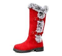 MASHANGGOU Stivali da donna Mid-Calf Winter Platform Boots, casual Warm Plush Non-Slip Snow Boot Fashion Comfortable Round Toe Warm Furry Side Zipper Soft Sole Mid-Calf Snow Boots, Colore: rosso, 41