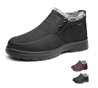 MASHANGGOU Stivali da neve caldi da uomo, impermeabili, non scivolanti, in pile invernale, con cerniera laterale, per camminare, per la vita invernale, Nero , 40/50 EU