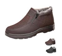 MASHANGGOU Stivali da neve caldi da uomo, impermeabili, non scivolanti, in pile invernale, con cerniera laterale, per camminare, per la vita invernale, marrone, 41/50 EU