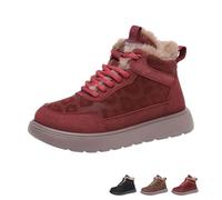 MASHANGGOU Stivali da neve invernali da donna, con stampa leopardata spessa e calda, antiscivolo, resistenti, alla moda e versatili, Colore: rosso, 36 EU