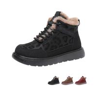 MASHANGGOU Stivali da neve invernali da donna, con stampa leopardata spessa e calda, antiscivolo, resistenti, alla moda e versatili, Nero , 36 EU