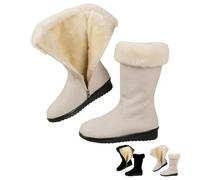 MASHANGGOU Stivali da neve invernali da donna - Soft Warm for Lining & Fur Trim, chiusura lampo laterale Classic Christmas Boots, impermeabili, comodi, rotondi, vintage, per attività all'aria aperta