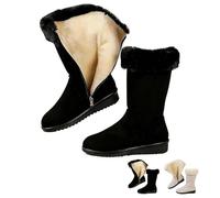 MASHANGGOU Stivali da neve invernali da donna - Soft Warm for Lining & Fur Trim, chiusura lampo laterale Classic Christmas Boots, impermeabili, comodi, rotondi, vintage, per attività all'aria aperta