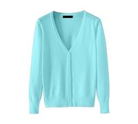 Mashaouyo Cardigan estivo da donna cardigan a maniche lunghe da donna UK Plus Size Primavera Giacche da donna UK Dry Lightweight Summer Jackets Cardigan Scollo a V Cardigan Maglione, Azzurro, XXL