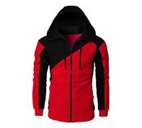 Mashaouyo Felpe da uomo con cappuccio con cerniera a maniche lunghe felpe con cappuccio da palestra per uomo camicie oversize giacche casual giacca leggera escursionismo giacca casual, Rosso, L