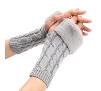 Mashaouyo Guanti Invernali Senza Dita Per Donna Caldo Polso Mano Braccio Guanti A Maglia Elegante Touch Screen Scalda-Polsi Guanti Con Foro Per Pollice Guanti Termici Invernali, grigio, Taglia Unica