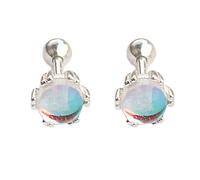 Mashaouyo Sterling Silver Birthstone Bezel Set Screw Back Earrings Sweet Shaped Cubic Zirconia Earrings For Girls Colorful For Preteens Orecchini Ragazza Argento 925 (B, One Size)