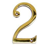 MASIDEF Home System DY22002M Numero Civico 2, Altezza 8 cm, in Ottone Lucido
