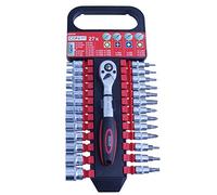 Masidef member of the würth group Set Inserti e Bussole e Cricchetto, 27 Pezzi, Acciaio al Cromo vanadio, Argento, One Size