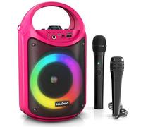 MASINGO Karaoke Machine for Kids and Adults with 1 Wireless Karaoke Microphone and 1 Wired Mic, PA Portable Speaker with LED, Supports TF Card/USB, AUX/MIC in, TWS for Home Party, Burletta C10