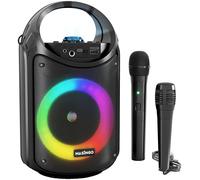 MASINGO Macchina per karaoke per bambini e adulti, con 1 microfono wireless per karaoke e 1 microfono cablato, altoparlante portatile PA con luci LED, supporta scheda TF/USB, ingresso AUX/MIC, TWS per