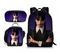 MASINIES Set di zaini, zaino per la scuola, mercoledì, borsa per computer portatile, zaino casual, da viaggio, con borsa per il pranzo, astuccio per matite, #4, M