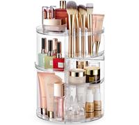 Masirs - Organizer girevole per trucchi, ripiani regolabili in altezza, completamente girevole, perfetto per comò o piano di lavoro della toeletta, trasparente