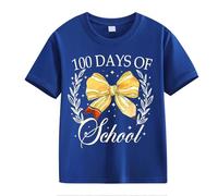 Maskjuwio 100th Day of School Celebration for Girls and Boys Kids T Shirts Fun Colorful Numbers Donna Vintage Grafica, Blu scuro, 8-9 Jahre