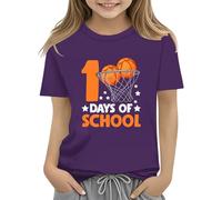 Maskjuwio 100th Day of School Celebration for Girls and Boys Kids T Shirts Fun Colorful Numbers Toy Truck Football Basketball Baby Papillon Rosso, Lilla, 8-9 Jahre