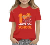 Maskjuwio 100th Day of School Celebration for Girls and Boys Kids T Shirts Fun Colorful Numbers Toy Truck Football Basketball Baby Papillon Rosso, Colore: rosso, 12-13 Anni