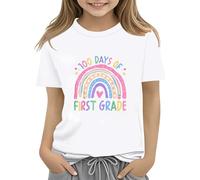 Maskjuwio 100th Day of School Celebration for Girls and Boys Kids T Shirts Fun Colorful Numbers Toy Truck Football Basketball Pullover Donna Spalla Manica Lunga, bianco, 6-7 Jahre