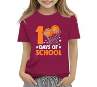 Maskjuwio 100th Day of School Celebration for Girls and Boys Kids T Shirts Fun Colorful Numbers Toy Truck Football Basketball Baby Papillon Rosso, Rosso anguria., 8-9 Jahre