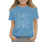 Maskjuwio 100th Day of School Celebration for Girls and Boys Kids T Shirts Fun Colorful Numbers Toy Truck Football Basketball Langarm Mädchen 140, Azzurro, 2-3 Jahre