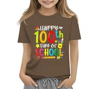 Maskjuwio 100th Day of School Celebration for Girls and Boys Kids T Shirts Fun Colorful Numbers Toy Truck Football Basketball Donna Maglione Inverno Elegante, caffè, 10-11Years