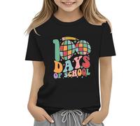 Maskjuwio 100th Day of School Celebration for Girls and Boys Kids T Shirts Fun Colorful Numbers Toy Truck Football Basketball Festlich Blusen Damen Größen, Nero , 4-5 Jahre