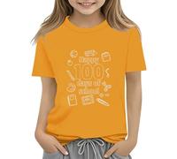 Maskjuwio 100th Day of School Celebration for Girls and Boys Kids T Shirts Fun Colorful Numbers Toy Truck Football Basketball Langarm Mädchen 140, giallo., 12-13 Jahre