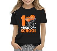 Maskjuwio 100th Day of School Celebration for Girls and Boys Kids T Shirts Fun Colorful Numbers Toy Truck Football Basketball Baby Papillon Rosso, Nero , 8-9 Jahre