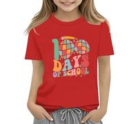 Maskjuwio 100th Day of School Celebration for Girls and Boys Kids T Shirts Fun Colorful Numbers Toy Truck Football Basketball Festlich Blusen Damen Größen, Colore: rosso, 3-4 Anni
