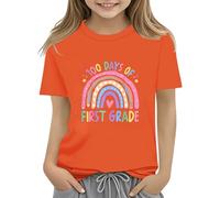 Maskjuwio 100th Day of School Celebration for Girls and Boys Kids T Shirts Fun Colorful Numbers Toy Truck Football Basketball Pullover Donna Spalla Manica Lunga, Colore: arancione., 10-11Years