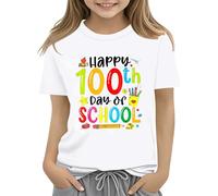 Maskjuwio 100th Day of School Celebration for Girls and Boys Kids T Shirts Fun Colorful Numbers Toy Truck Football Basketball Donna Maglione Inverno Elegante, bianco, 6-7 Jahre