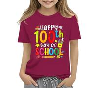 Maskjuwio 100th Day of School Celebration for Girls and Boys Kids T Shirts Fun Colorful Numbers Toy Truck Football Basketball Donna Maglione Inverno Elegante, Rosso anguria., 4-5 Jahre