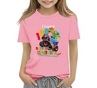 Maskjuwio 100th Day of School Celebration for Girls and Boys Kids T Shirts Fun Colorful Numbers Toy Truck Football Basketball Felpe con, Colore: rosa., 4-5 Jahre