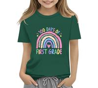 Maskjuwio 100th Day of School Celebration for Girls and Boys Kids T Shirts Fun Colorful Numbers Toy Truck Football Basketball Pullover Donna Spalla Manica Lunga, verde, 12-13 Jahre