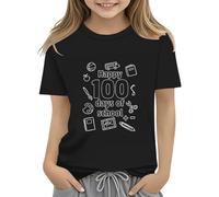 Maskjuwio 100th Day of School Celebration for Girls and Boys Kids T Shirts Fun Colorful Numbers Toy Truck Football Basketball Langarm Mädchen 140, Nero , 6-7 Anni