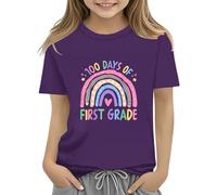 Maskjuwio 100th Day of School Celebration for Girls and Boys Kids T Shirts Fun Colorful Numbers Toy Truck Football Basketball Pullover Donna Spalla Manica Lunga, Lilla, 6-7 Jahre