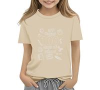 Maskjuwio 100th Day of School Celebration for Girls and Boys Kids T Shirts Fun Colorful Numbers Toy Truck Football Basketball Langarm Mädchen 140, beige., 2-3 Jahre