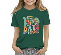 Maskjuwio 100th Day of School Celebration for Girls and Boys Kids T Shirts Fun Colorful Numbers Toy Truck Football Basketball Festlich Blusen Damen Größen, verde, 12-13 Jahre