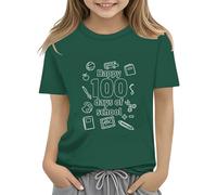 Maskjuwio 100th Day of School Celebration for Girls and Boys Kids T Shirts Fun Colorful Numbers Toy Truck Football Basketball Langarm Mädchen 140, verde, 8-9 Anni